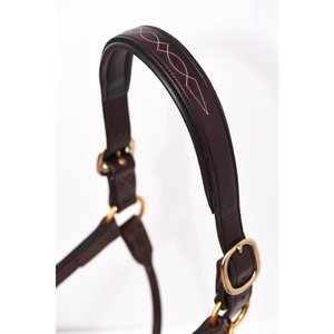 HALTER CUERO DE CABALLO COSTADO FANTASÍA HABANA/HABANA ACOLCHADO LATÓN HARDWARE - Product Image 4