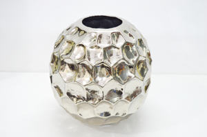 Venta caliente Lujos Look Florero Gran Diamante Martillado Metal Niquelado Único Premium Plata Hogar/Boda Decoración Jarrones - Product Image 4