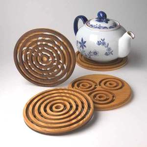 Posavasos de madera artesanales para decoración de cocina rústica, fiestas de té, bebidas informales y reuniones formales - Product Image 2