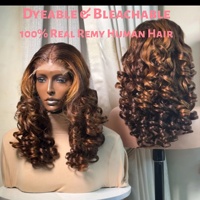 Perruque à ondulations enroulées en cheveux humains vierges de vison brésilien à 200% de densité, HD pour dentelle frontale sans colle, couleur naturelle, marque Mavis, perruques longues