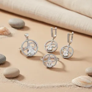 Women's <b>Fine</b> <b>Jewelry</b> <b>Set</b> with 925 Silver Cubic Zirconia 14K Gold for Weddings and Parties Gold Plated - Product Image 3