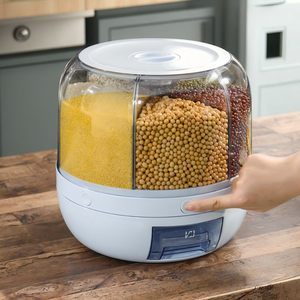 Réservoir de stockage de céréales de cuisine moderne, en plastique de qualité alimentaire, moulé par injection, à plusieurs compartiments, avec couvercle hermétique, résistant à l'humidité - Product Image 5