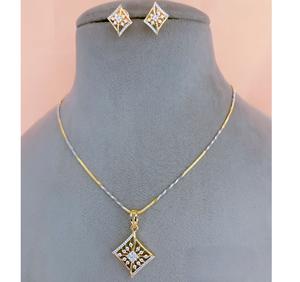 ชุดสร้อยคอพร้อมต่างหูประดับเพชร CZ ดีไซน์หรูหรา สีทองเงิน สำหรับผู้หญิง สวมใส่ในงานปาร์ตี้ - Product Image 1