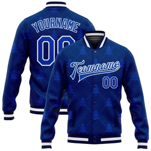 Veste bomber universitaire à lettres 3D en bleu marine et blanc, style décontracté, pour l'hiver, personnalisable, vente en gros directe de l'industrie - Product Image 1
