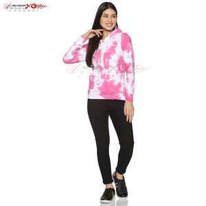Sudadera con capucha transpirable elegante para mujer con estampado Tie Dye y ajuste deportivo para el rendimiento diario Sudadera con capucha con estampado Tie Dye - Product Image 6