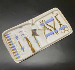 ชุดเครื่องมือต่อผมไมโครลูกปัดชุบทองโลโก้แบบกำหนดเองคลิปจระเข้กรรไกรตัดผมเหล็กวัสดุโลหะทนทาน - Product Image 1