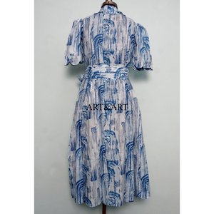 Robe mi-longue décontractée en coton indien naturel pour femme, à manches courtes, col en V, coupe trapèze - Product Image 4