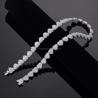 S925 Sterling Silver Moissanite Collier Hip Hop Bijoux 12mm Coeur Forme Cz Moissanite Tennis Collier Chaîne