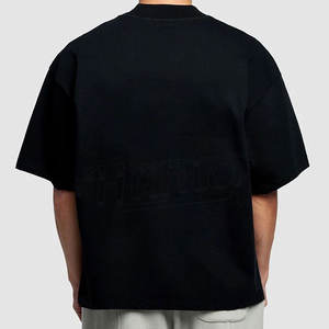 100% algodón de gran tamaño Crop Boxy camiseta de los hombres Drop Shoulder Streetwear lujo de alta calidad logotipo personalizado camiseta lisa - Product Image 2