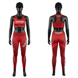 ชุดเลกกิ้งและสปอร์ตบราแบบมีแผ่นสีส้มดำ ผลิตจากไนลอนผสมสแปนเด็กซ์ ระบายอากาศได้ดี น้ำหนัก 240 GSM พรีเมียม ซับเหงื่อได้ดี พร้อมโลโก้แบบรีดร้อน - Product Image 4