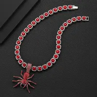 LAX DIORE JEWELS Pendentif Araignée pour Homme, Bijoux Hip Hop Diamantés, Chaîne Miami Diamantée, Collier Plaqué Or/Argent