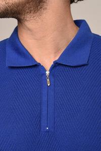 Luxury Men's Summer Casual Classic for Polo 100% Cotton Knitted T-Shirt <b>White</b> <b>Quarter</b> <b>Zip</b> Crocheted Solid Short Sleeve - Product Image 2