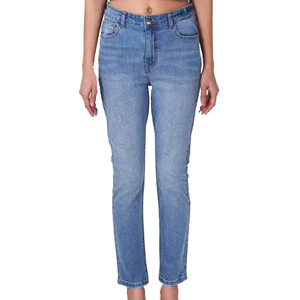 Personalizado de calidad superior de alta cintura lavada mujeres Denim Ladies Straight Boyfriend Jeans hechos en Pakistán - Product Image 4