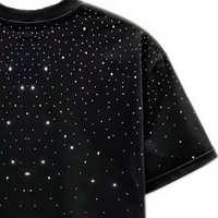 T-shirt en coton tricoté 300 GSM 100 % coton, imprimé personnalisé avec strass, effet scintillant sur toute la surface, respirant, écologique, manches courtes