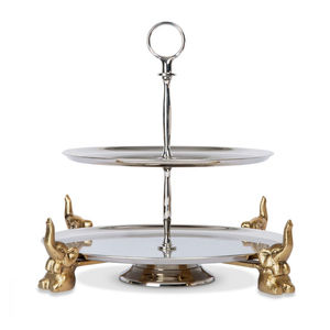 ชั้นวางเค้กและขนมหวานสแตนเลสเครื่องเงิน2ชั้นเครื่องครัวที่ใช้ในบ้านที่วางเค้กและขนมหวาน - Product Image 1