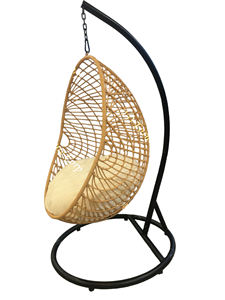 PRSW-045 Weather Resistant Poly Rattan Outdoor Swing Chair Modern <b>Egg</b> Design with Stand for Living Room Park & Mall - Product Image 3