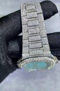 Vendeur chaud VVS Moissanite diamant cadran bleu glacé Hip Hop mouvement automatique montre-bracelet bijoux de mode de luxe pour hommes cadeaux - Product Image 2