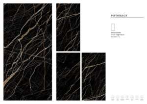 กระเบื้องพอร์ซเลนเคลือบเงาคุณภาพพรีเมียม ผิวมันเงาสูง ขนาด 600x1200 มม. รุ่นเพิร์ธ แบล็ค - Product Image 3