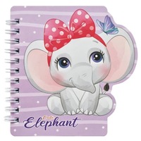 Carnet d'école mignon avec spirale, motif éléphant, carnet de poche rose, bloc-notes, pages lignées, journal, bloc-notes de 4 couleurs