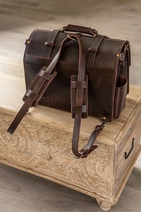 Maletín de cuero para hombre, mochila de mensajero personalizada de grano completo, bolsa de lona para ordenador portátil, estilo deportivo grande con logotipo personalizado, viaje - Product Image 3