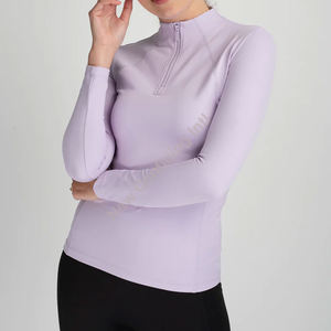 Camisas de equitación para mujer con media cremallera frontal y logotipo bordado, personalizables OEM, para espectáculos ecuestres, capas base, estilo galería - Product Image 2