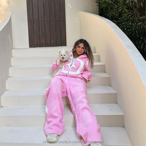 Fabricante logotipo personalizado impreso 400gsm 100% algodón invierno Sudadera con capucha jogging pantalón calidad cómodo lavado a la piedra se desvaneció cremallera rápida - Product Image 3