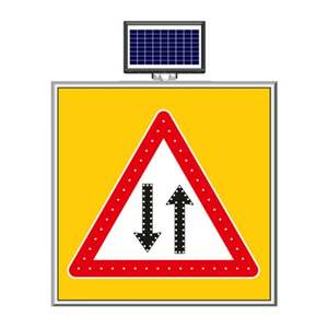 ไฟจราจร LED พลังงานแสงอาทิตย์แบบสองทิศทาง ขนาด 100 x 100 ซม. 300 มม. สีเหลือง ผลิตจากอะลูมิเนียมและวัสดุ PC - Product Image 1