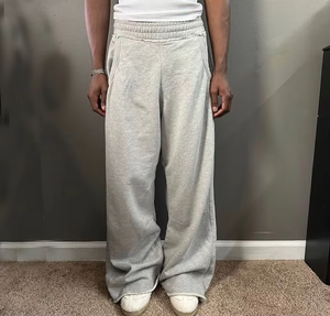 Pantalon de survêtement large pour homme, taille élastique, en coton, décontracté, style automne, tissu tricoté respirant - Product Image 1