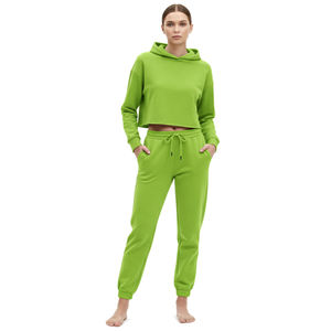 Ensemble de survêtement professionnel de haute qualité pour femme, en coton uni, coupe ample, avec capuche, grande taille, long, hiver, écologique - Product Image 6