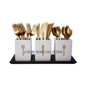 Porte-couverts en métal de luxe classique avec une finition polie de qualité supérieure, parfait pour les hôtels, les restaurants et les cuisines élégantes - Product Image 2