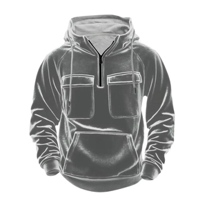 Nueva llegada de los hombres 100% sudaderas con capucha de terciopelo de alta calidad personalizable tela de terciopelo lavado de talla grande sudaderas con capucha sudaderas - Product Image 1