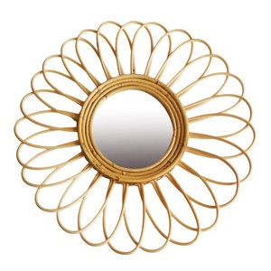 Moderno lujo Floral motivo pared espejo tejido ratán marco Art Deco diseño estilo para dormitorio y baño decoración del hogar - Product Image 1