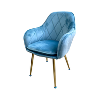 Chaise de salle à manger en velours OEM avec dossier en tissu, assise rembourrée douce, pieds en métal, chaise de dîner moderne pour restaurant, salon, cuisine