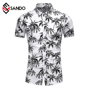 เสื้อเชิ๊ตผ้าฝ้ายลายดอกไม้สำหรับผู้ชายเสื้อเชิ๊ตลำลองแขนสั้นผ้าทอลายทแยงผ้า100% โพลีเอสเตอร์กันยับสำหรับฤดูหนาว - Product Image 3