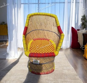 Artesanía Ecológica Barra de madera de caña Silla de bambú para sentarse/Muddha Juego de 1 Silla Sarkanda Silla de patio para jardín Sala de estar - Product Image 2