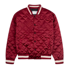 2025 nouveauté Satin diamant matelassé couleur marron respirant Baseball collège université Satin Bomber veste - Product Image 5