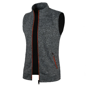 Automne hiver hommes laine tactique gilet décontracté tricoté velours haut haute rue fermeture éclair sans manches col haut solide vêtements d'extérieur - Product Image 4
