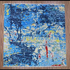 Ensemble de tapis en laine/soie noué à la main persan rose exquis tissage oxydé avec de superbes détails en coton gaufré brodé - Product Image 2