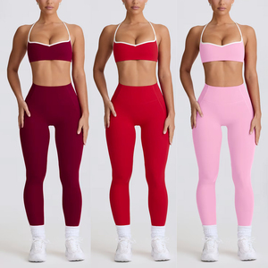 Venta directa de fábrica, chándal deportivo sin costuras para mujer, conjunto de entrenamiento de Yoga, sujetador sólido de talla grande XL XXL, cintura, ropa deportiva barata - Product Image 1