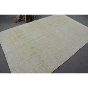 พรมตุรกีขนาดใหญ่ 6.1x9.2 ฟุต สีขาวน้ำเงิน พรมขนสัตว์สีพื้น - Product Image 2