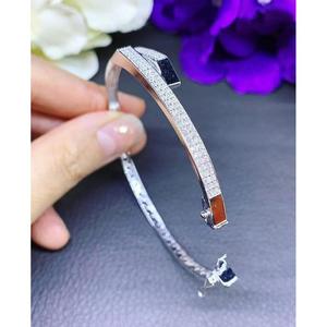 925 silver <b>bangle</b> Stackable designer bracelet Moissanite channel <b>set</b> bracelet Everyday wear luxury bracelet - Product Image 4