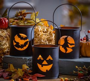Décorations d'Halloween 2026 : Porte-bougie votif en métal en forme de seau, idéal pour la décoration et le rangement – Nouveauté très prisée - Product Image 1
