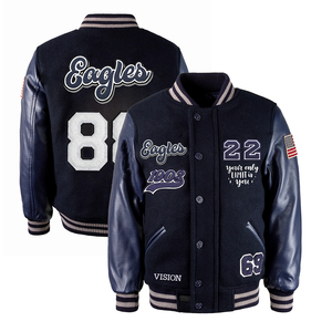 Mode Varsity Letterman Vestes Matériaux variés Laine Corps Satin Coton Polyester Options Bande personnalisée & Color-Block Designs - Product Image 6