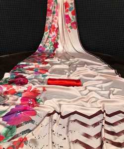 Sari indien Katan, dernière création de designer, pour les fêtes, les mariages, les femmes, en soie georgette, broderie, avec blouse, ethnique - Product Image 6