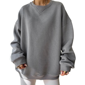 Sudadera de cuello redondo de lana con logotipo personalizado para mujer, jersey de otoño, sudadera de gran tamaño, jersey de manga larga de punto informal para mujer - Product Image 2