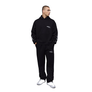 Ensemble sweat à capuche imprimé en polaire lourde personnalisé 425GSM et jogging pour hommes fabricant de vêtements de rue OEM vente en gros - Product Image 1