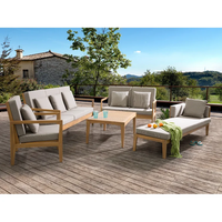 Ensemble de mobilier d'extérieur design moderne, canapé de patio en bois de teck massif imperméable en vente de gros pour hôtels et villas