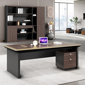 Bureau de direction en bois en forme de L moderne, mobilier de bureau commercial de luxe, assemblage facile, table de direction modulaire extensible en forme de L - Product Image 2
