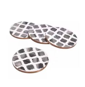 ถาดรองแก้วไม้และเรซินตกแต่งโต๊ะกลมแบบกำหนดเองสำหรับวางชาและกาแฟ - Product Image 5