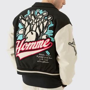 Vestes de baseball universitaires en cuir pour hommes, broderie en chenille de haute qualité, sur mesure, OEM, hiver - Product Image 5